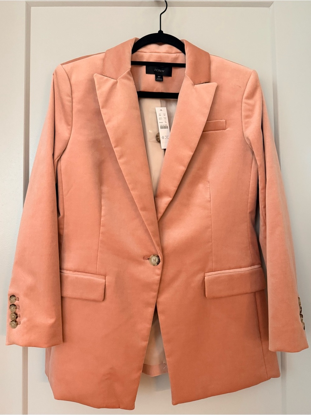 J. Crew Velvet Single-Button Blazer in Clay Sand